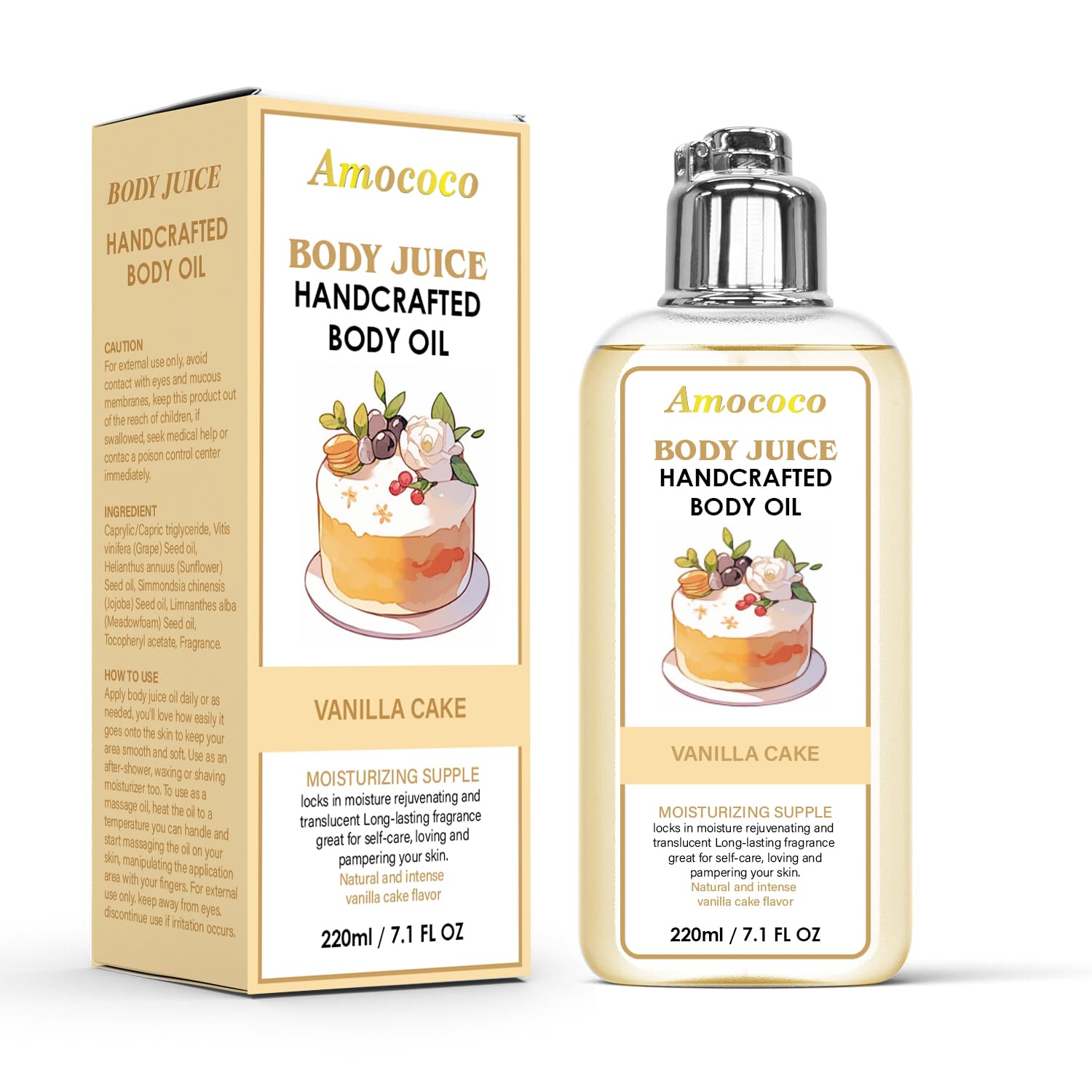 Amazon.com : Amococo Vanilla Cake Body Juice Oil, Moisturizing Dry